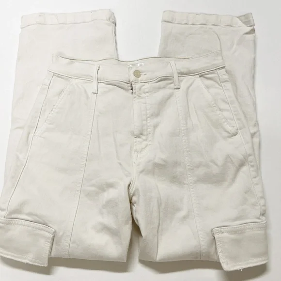 MOTHER Denim Womens Cream Puffs The Rambler Cargo Ankle High Waist Jean Size 29